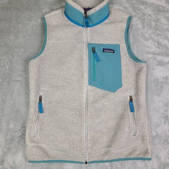 Rare VTG PATAGONIA Deep Pile Sherpa Fleece‎ Full Zip Vest Jacket 2000s Women’s M - Picture 1 of 12